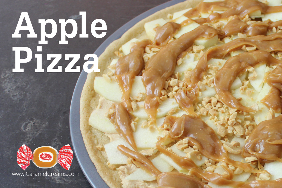 Love this caramel apple recipe! Make a crisp apple dessert pizza with a cookie crust.